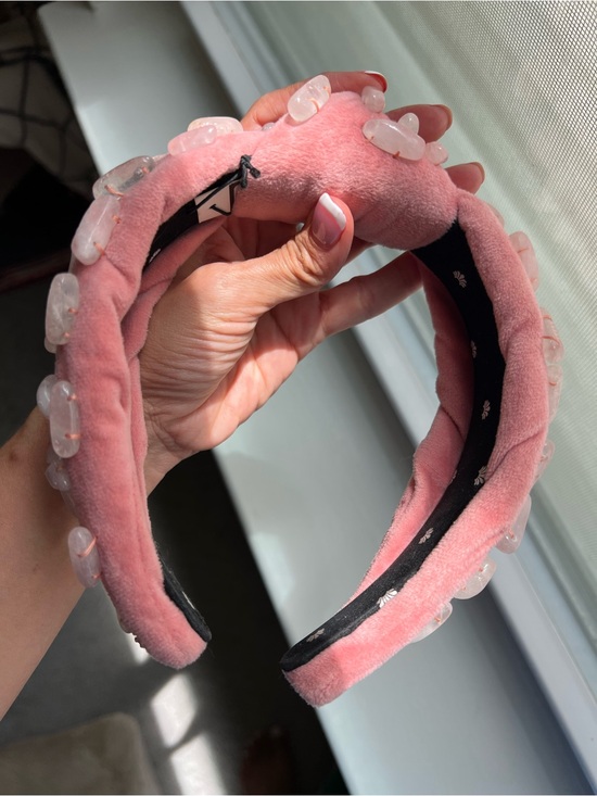 Lele Sadoughi Pink rose quartz headband main image 6